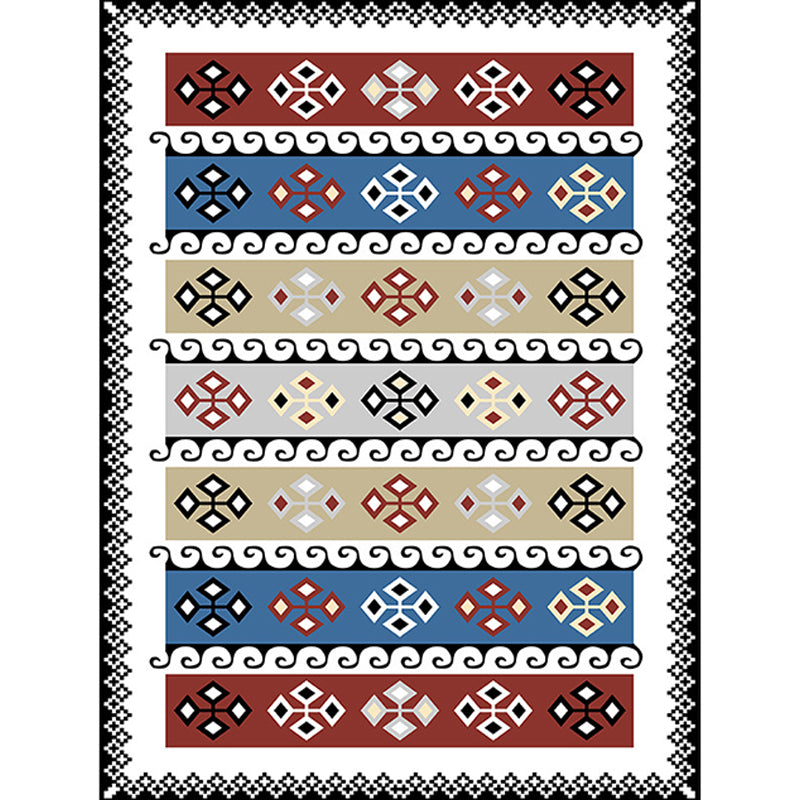 Unique Tribal Pattern Rug White Multicolor Vintage Rug Polyester Washable Anti-Slip Backing Area Rug for Bedroom Clearhalo 'Area Rug' 'Rugs' 'Southwestern' Rug' 1610832