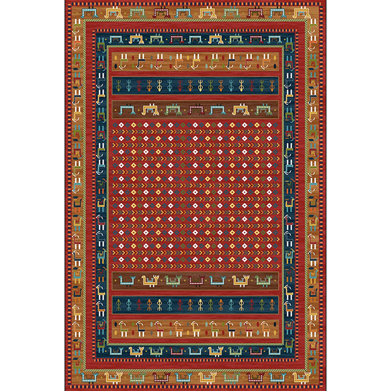 Traditional Tribal Pattern Rug Red Vintage Rug Polyester Washable Anti-Slip Backing Area Rug for Bedroom Clearhalo 'Area Rug' 'Rugs' 'Southwestern' Rug' 1610848
