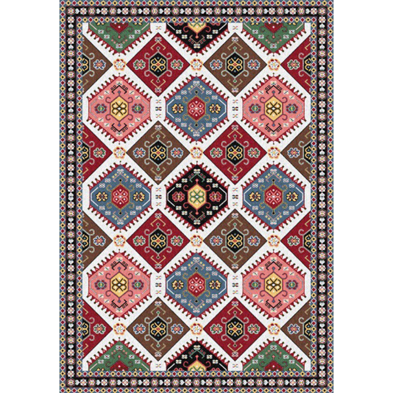 Traditional Tribal Pattern Rug Red and Grey Vintage Rug Polyester Washable Anti-Slip Backing Area Rug for Bedroom Clearhalo 'Area Rug' 'Moroccan' 'Rugs' Rug' 1610864