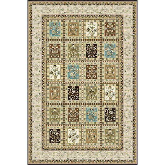 Red and Beige Moroccan Rug Polyester Checked and Floral Pattern Rug Washable Non-Slip Backing Carpet for Living Room Clearhalo 'Area Rug' 'Moroccan' 'Rugs' Rug' 1610886