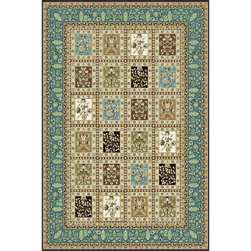 Red and Beige Moroccan Rug Polyester Checked and Floral Pattern Rug Washable Non-Slip Backing Carpet for Living Room Clearhalo 'Area Rug' 'Moroccan' 'Rugs' Rug' 1610893