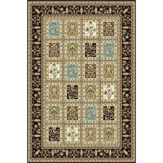 Red and Beige Moroccan Rug Polyester Checked and Floral Pattern Rug Washable Non-Slip Backing Carpet for Living Room Clearhalo 'Area Rug' 'Moroccan' 'Rugs' Rug' 1610900