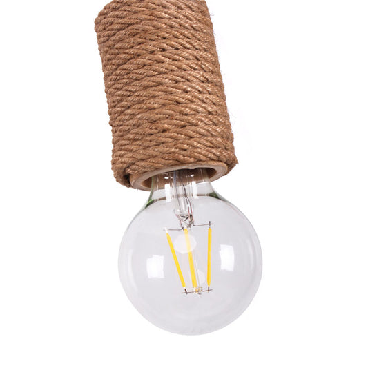 Adjustable Rope Exposed Pendant Light Fixture Farmhouse 1 Light Coffee Shop Hanging Ceiling Lamp in Beige Clearhalo 'Ceiling Lights' 'Industrial Pendants' 'Industrial' 'Middle Century Pendants' 'Pendant Lights' 'Pendants' 'Tiffany' Lighting' 161109