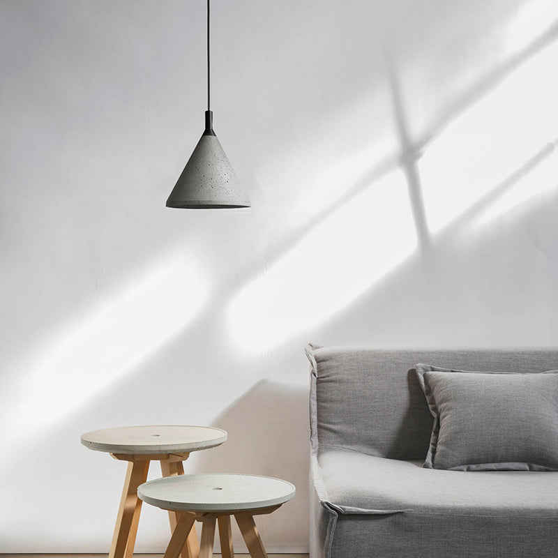 1 Bulb Cone Hanging Lamp Industrial Style Gray Cement Height Adjustable Pendant Lighting for Living Room Clearhalo 'Ceiling Lights' 'Modern Pendants' 'Modern' 'Pendant Lights' 'Pendants' Lighting' 161147