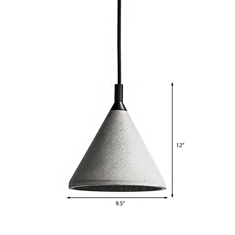 1 Bulb Cone Hanging Lamp Industrial Style Gray Cement Height Adjustable Pendant Lighting for Living Room Clearhalo 'Ceiling Lights' 'Modern Pendants' 'Modern' 'Pendant Lights' 'Pendants' Lighting' 161149
