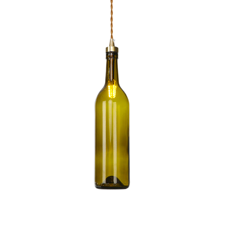 Industrial Wine Bottle Hanging Lamp 1 Light Glass Ceiling Pendant Light with Adjustable Cord in Smoke Grey/Green Clearhalo 'Ceiling Lights' 'Glass shade' 'Glass' 'Industrial Pendants' 'Industrial' 'Middle Century Pendants' 'Pendant Lights' 'Pendants' 'Tiffany' Lighting' 161174