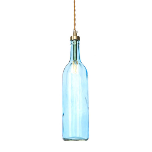 Industrial Wine Bottle Hanging Lamp 1 Light Glass Ceiling Pendant Light with Adjustable Cord in Smoke Grey/Green Clearhalo 'Ceiling Lights' 'Glass shade' 'Glass' 'Industrial Pendants' 'Industrial' 'Middle Century Pendants' 'Pendant Lights' 'Pendants' 'Tiffany' Lighting' 161187