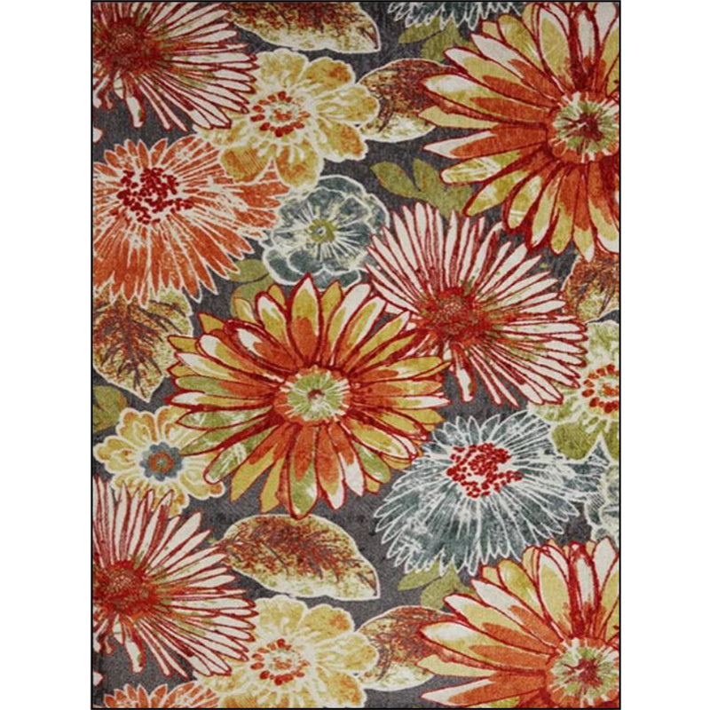 Orange Vintage Rug Polyester Floral Pattern Rug Washable Non-Slip Backing Carpet for Living Room Clearhalo 'Area Rug' 'Rugs' 'Vintage' Rug' 1612103