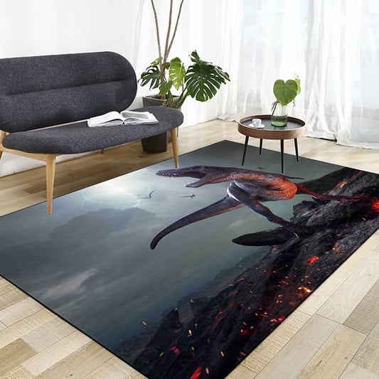 Nordic Dinosaur Pattern Rug Grey Polyester Rug Machine Washable Non-Slip Area Rug for Bedroom Clearhalo 'Area Rug' 'Modern' 'Rugs' Rug' 1612110