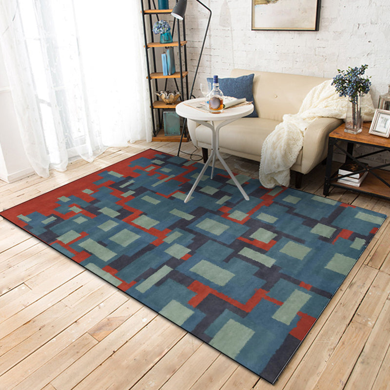 Blue and Red Nordic Rug Polyester Abstract Rug Washable Non-Slip Backing Carpet for Living Room Clearhalo 'Area Rug' 'Modern' 'Rugs' Rug' 1612142