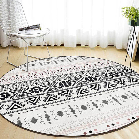 White Southwestern Rug Polyester Geometric Pattern Rug Washable Non-Slip Backing Carpet for Living Room White Clearhalo 'Area Rug' 'Rugs' 'Southwestern' Rug' 1612149