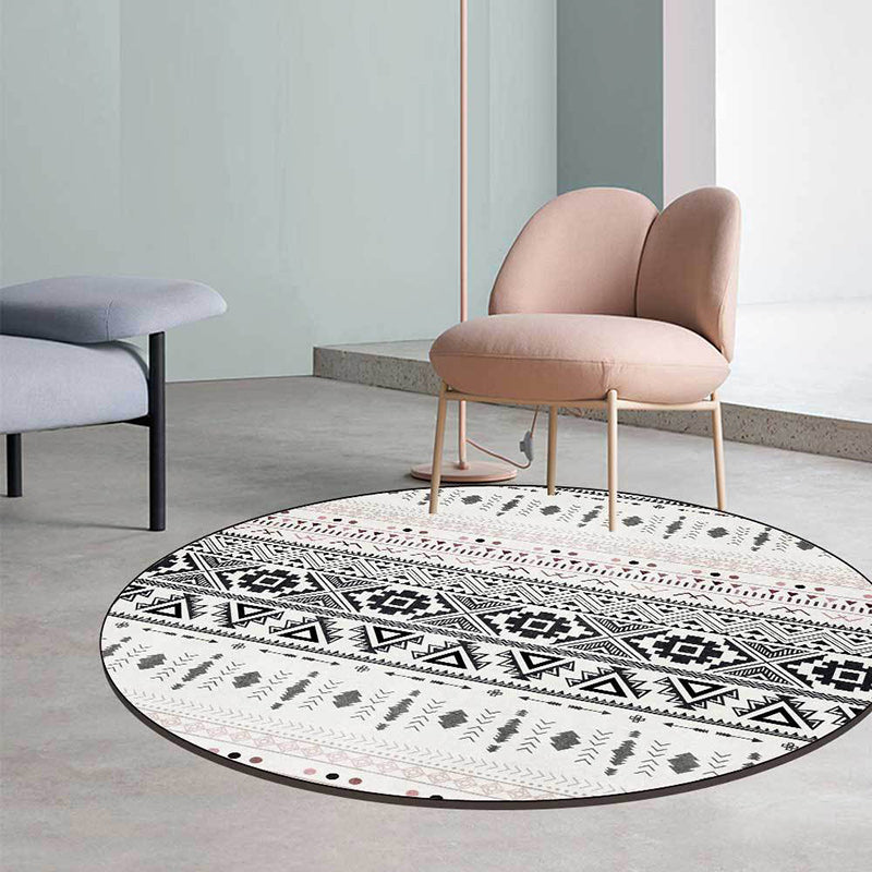 White Southwestern Rug Polyester Geometric Pattern Rug Washable Non-Slip Backing Carpet for Living Room Clearhalo 'Area Rug' 'Rugs' 'Southwestern' Rug' 1612150