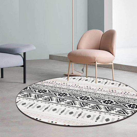 White Southwestern Rug Polyester Geometric Pattern Rug Washable Non-Slip Backing Carpet for Living Room Clearhalo 'Area Rug' 'Rugs' 'Southwestern' Rug' 1612150