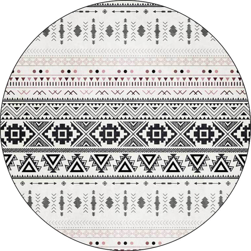 White Southwestern Rug Polyester Geometric Pattern Rug Washable Non-Slip Backing Carpet for Living Room Clearhalo 'Area Rug' 'Rugs' 'Southwestern' Rug' 1612151