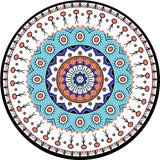 Americana Concentric Circles Pattern Rug with Floral White and Blue Polyester Rug Machine Washable Non-Slip Area Rug for Bedroom Clearhalo 'Area Rug' 'Rugs' 'Southwestern' Rug' 1612167