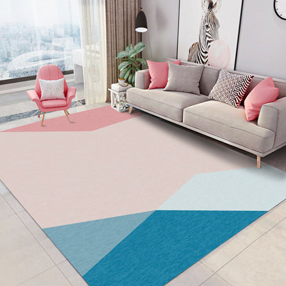 Novelty Living Room Rug in Pink and Blue Colorblock Print Rug Polyester Stain-Resistant Washable Area Rug Blue-Pink Clearhalo 'Area Rug' 'Rug' 1612189
