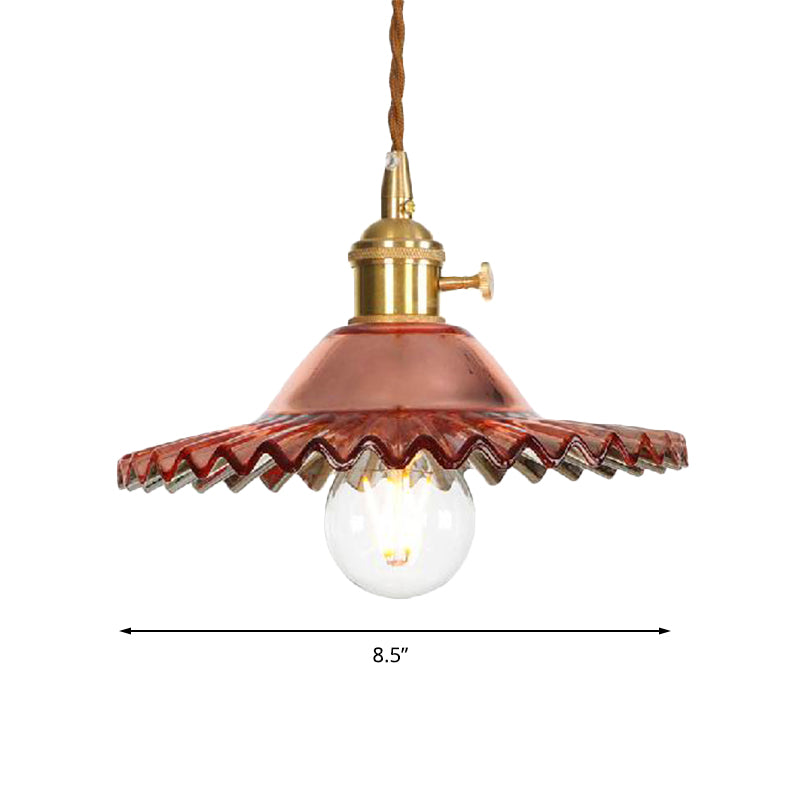1-Light Pendant Lighting Industrial Scalloped Rose Gold/Clear/Amber Glass Hanging Ceiling Light for Living Room Clearhalo 'Art Deco Pendants' 'Cast Iron' 'Ceiling Lights' 'Ceramic' 'Crystal' 'Industrial Pendants' 'Industrial' 'Metal' 'Middle Century Pendants' 'Pendant Lights' 'Pendants' 'Tiffany' Lighting' 161219