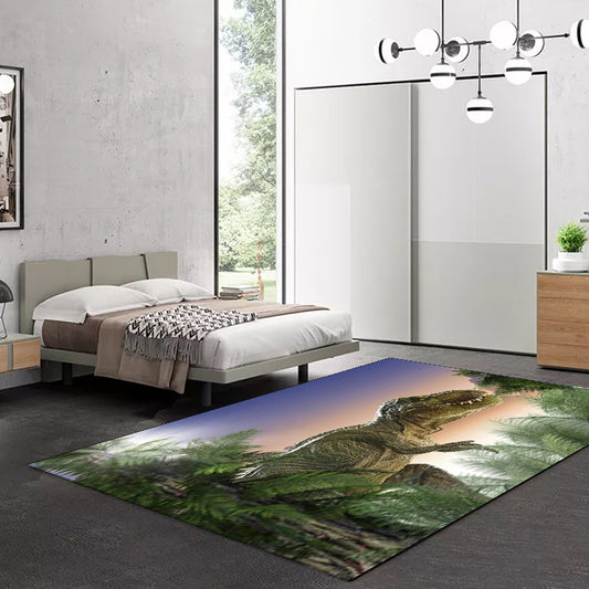 Green and Purple Novelty Rug Polyester Dinosaur and Tree Pattern Rug Washable Non-Slip Backing Carpet for Living Room Green Clearhalo 'Area Rug' 'Modern' 'Rugs' Rug' 1612245