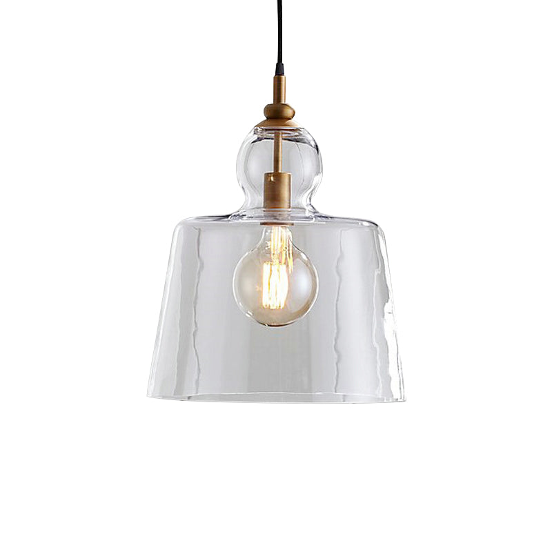 Industrial Upside-Down Trifle Pendant Lighting One-Light Clear Glass Hanging Light Fixture in Gold/Chrome Clearhalo 'Art Deco Pendants' 'Cast Iron' 'Ceiling Lights' 'Ceramic' 'Crystal' 'Industrial Pendants' 'Industrial' 'Metal' 'Middle Century Pendants' 'Pendant Lights' 'Pendants' 'Tiffany' Lighting' 161228