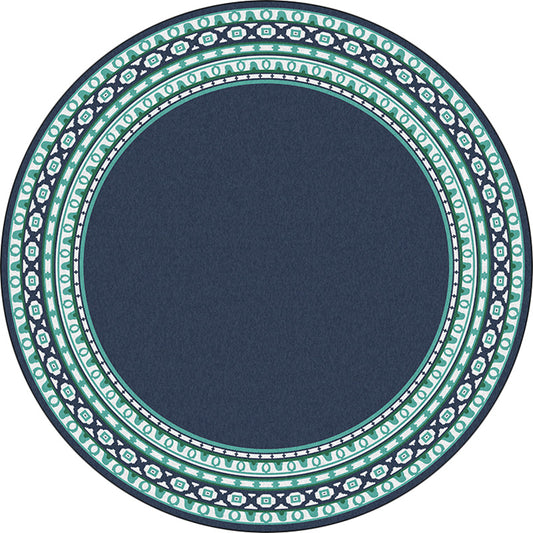 Classic Concentric Circles Pattern Rug Blue Bohemian Rug Polyester Washable Anti-Slip Backing Area Rug for Living Room Clearhalo 'Area Rug' 'Bohemian' 'Rugs' Rug' 1612295