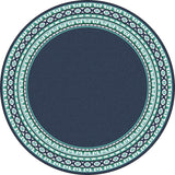 Classic Concentric Circles Pattern Rug Blue Bohemian Rug Polyester Washable Anti-Slip Backing Area Rug for Living Room Clearhalo 'Area Rug' 'Bohemian' 'Rugs' Rug' 1612295