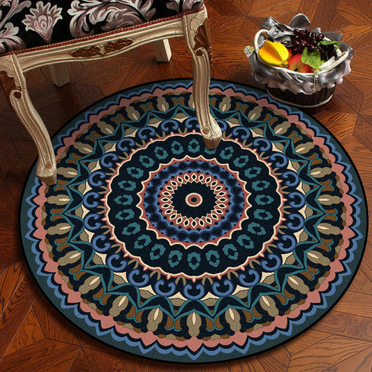 Americana Concentric Circles Pattern Rug Blue and Green Polyester Rug Machine Washable Non-Slip Area Rug for Bedroom Aqua Clearhalo 'Area Rug' 'Rugs' 'Southwestern' Rug' 1612309