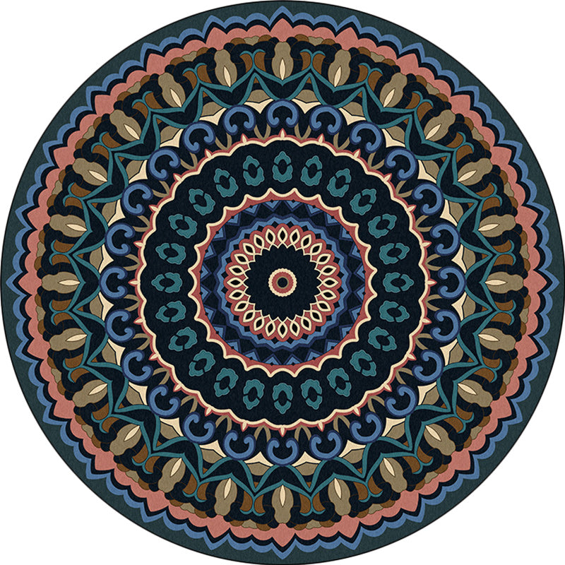 Americana Concentric Circles Pattern Rug Blue and Green Polyester Rug Machine Washable Non-Slip Area Rug for Bedroom Clearhalo 'Area Rug' 'Rugs' 'Southwestern' Rug' 1612311