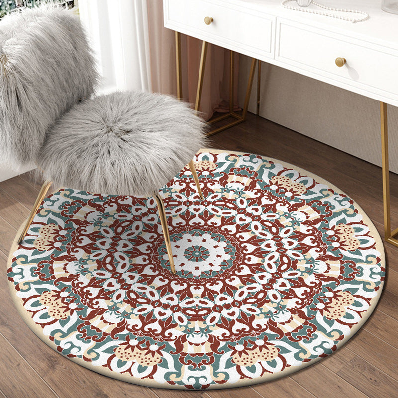 Traditional Floral Pattern Rug Blue Tribal Rug Polyester Washable Anti-Slip Backing Area Rug for Living Room Red Clearhalo 'Area Rug' 'Moroccan' 'Rugs' Rug' 1612317