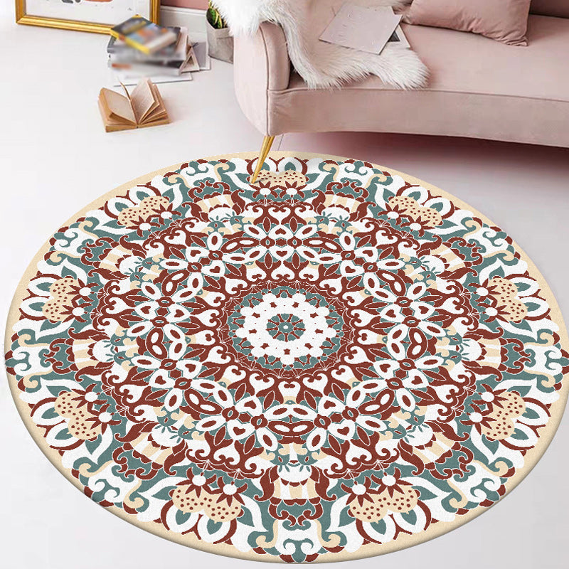 Traditional Floral Pattern Rug Blue Tribal Rug Polyester Washable Anti-Slip Backing Area Rug for Living Room Clearhalo 'Area Rug' 'Moroccan' 'Rugs' Rug' 1612318