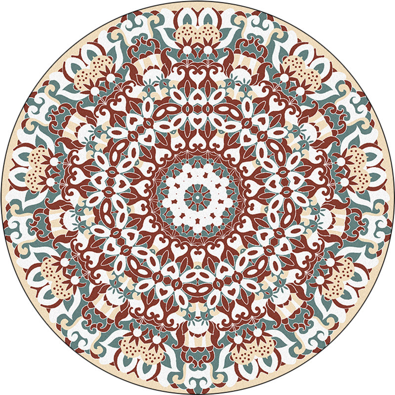 Traditional Floral Pattern Rug Blue Tribal Rug Polyester Washable Anti-Slip Backing Area Rug for Living Room Clearhalo 'Area Rug' 'Moroccan' 'Rugs' Rug' 1612319