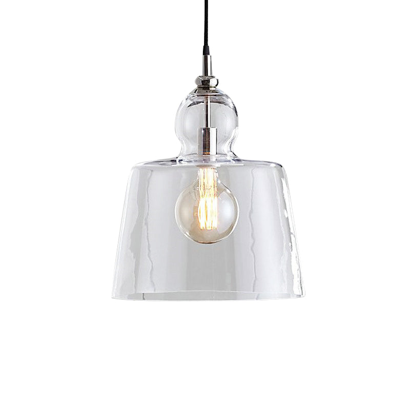 Industrial Upside-Down Trifle Pendant Lighting One-Light Clear Glass Hanging Light Fixture in Gold/Chrome Clearhalo 'Art Deco Pendants' 'Cast Iron' 'Ceiling Lights' 'Ceramic' 'Crystal' 'Industrial Pendants' 'Industrial' 'Metal' 'Middle Century Pendants' 'Pendant Lights' 'Pendants' 'Tiffany' Lighting' 161232