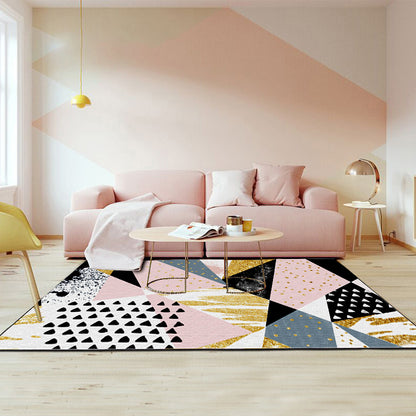 Pink and Gold Bedroom Rug Novelty Geometry Irregular Shape Dots Pattern Area Rug Polyester Anti-Slip Carpet Pink Clearhalo 'Area Rug' 'Rug' 1612349