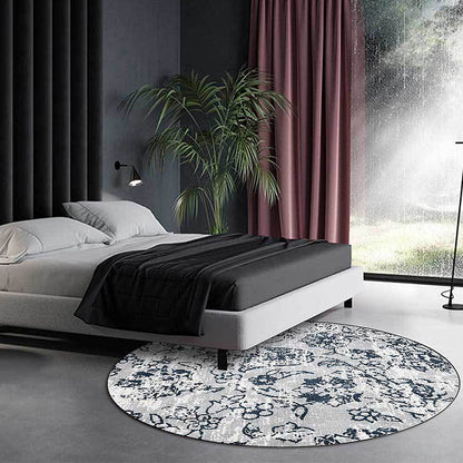 Grey Shabby Chic Rug Polyester Floral Pattern Rug Washable Non-Slip Backing Carpet for Living Room Distressed White Clearhalo 'Area Rug' 'Rugs' 'Shabby Chic' Rug' 1612388