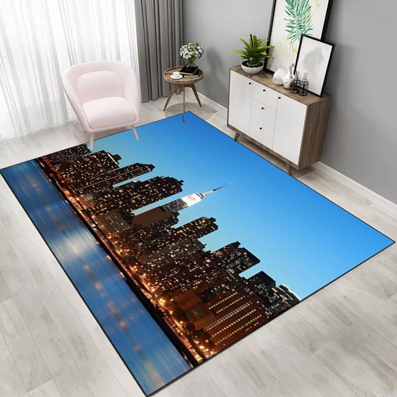 Stylish Geography Pattern Rug Blue Nordic Rug Polyester Washable Anti-Slip Backing Area Rug for Living Room Clearhalo 'Area Rug' 'Modern' 'Rugs' Rug' 1612421