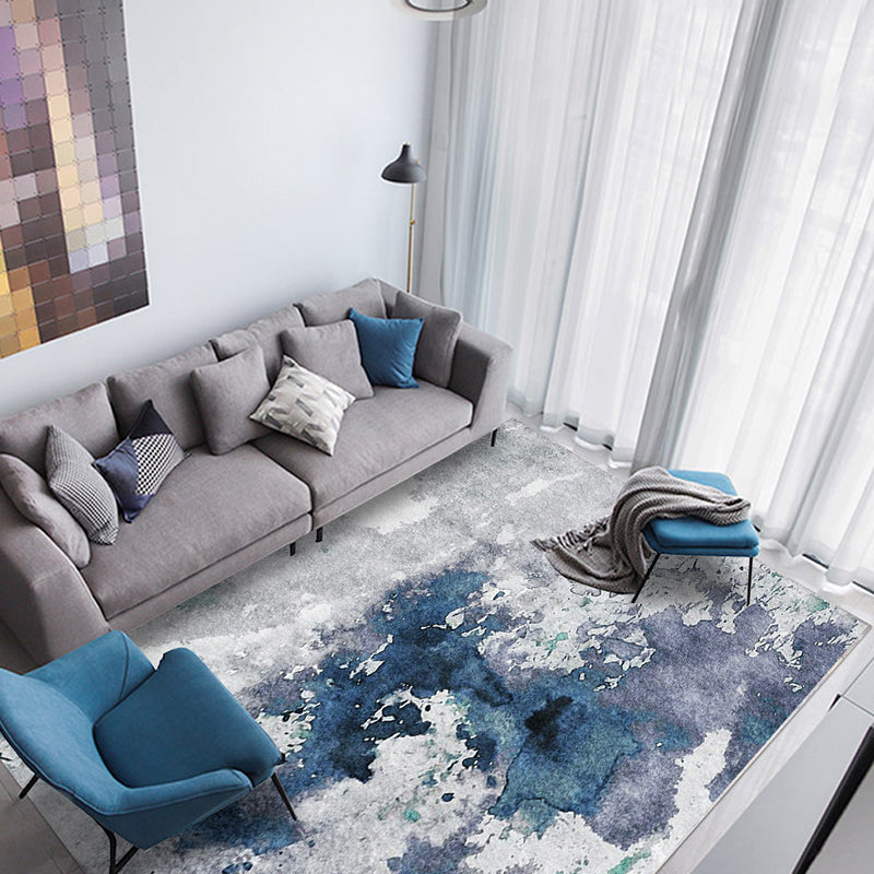 Blue and Grey Modern Rug Polyester Watercolor Pattern Rug Washable Non-Slip Backing Carpet for Living Room Clearhalo 'Area Rug' 'Modern' 'Rugs' Rug' 1612429