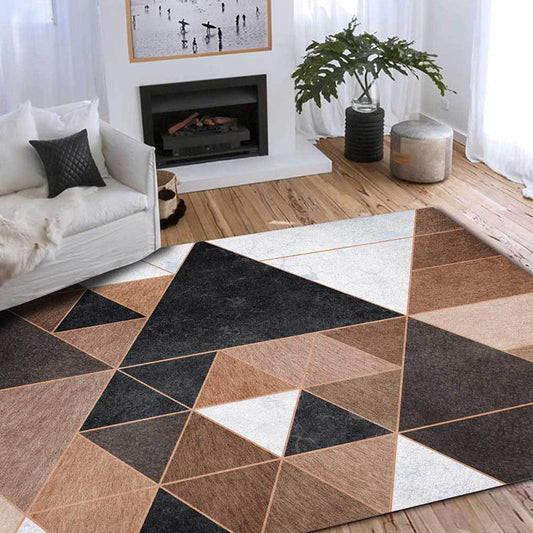 Nordic Geometric Pattern Rug Brown and White Polyester Rug Machine Washable Non-Slip Area Rug for Bedroom Brown Clearhalo 'Area Rug' 'Modern' 'Rugs' Rug' 1612436
