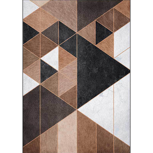Nordic Geometric Pattern Rug Brown and White Polyester Rug Machine Washable Non-Slip Area Rug for Bedroom Clearhalo 'Area Rug' 'Modern' 'Rugs' Rug' 1612438