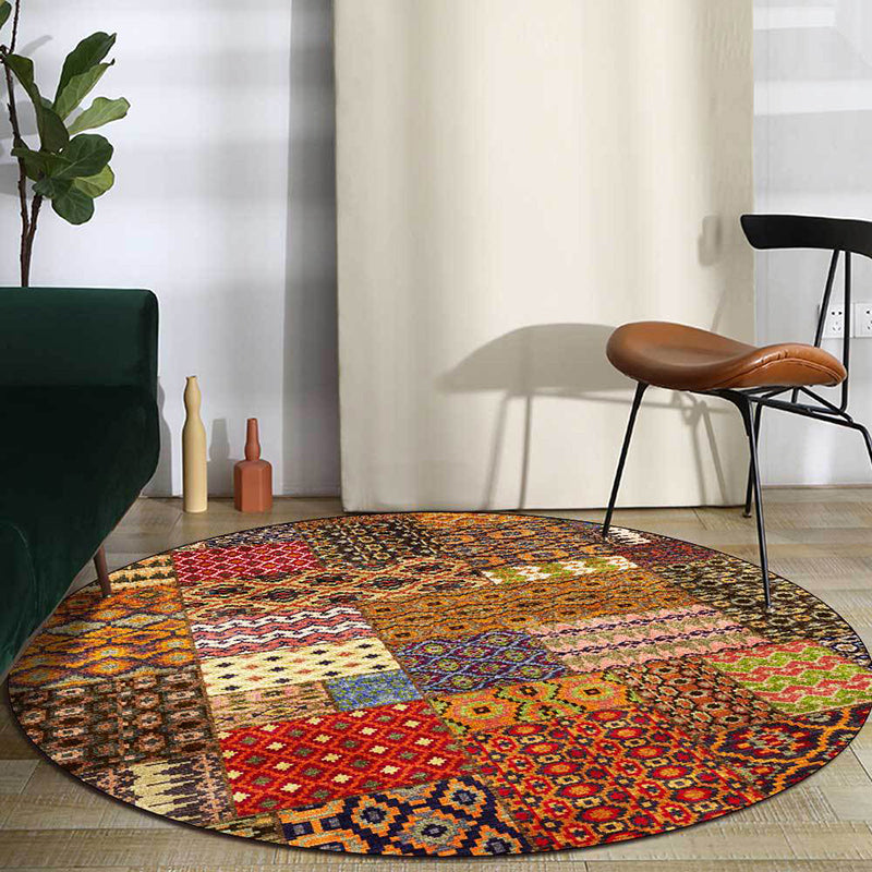 Yellow Southwestern Rug Polyester Tribal Checked Pattern Rug Washable Non-Slip Backing Carpet for Living Room Ginger Clearhalo 'Area Rug' 'Rugs' 'Southwestern' Rug' 1612444