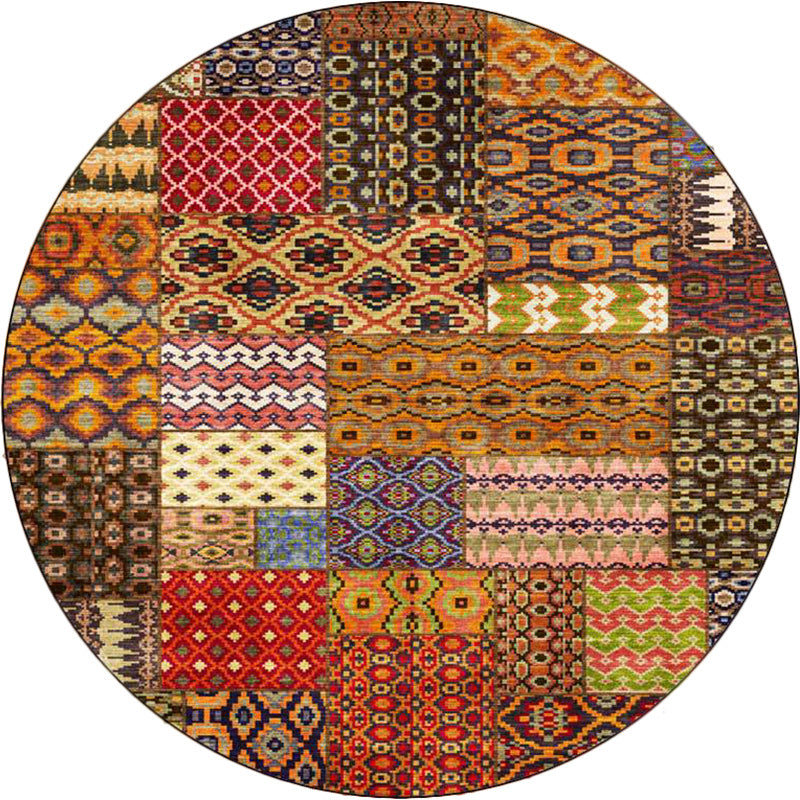 Yellow Southwestern Rug Polyester Tribal Checked Pattern Rug Washable Non-Slip Backing Carpet for Living Room Clearhalo 'Area Rug' 'Rugs' 'Southwestern' Rug' 1612445