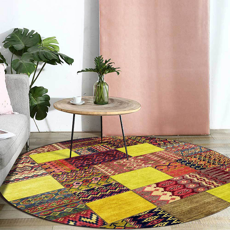 Yellow Southwestern Rug Polyester Tribal Checked Pattern Rug Washable Non-Slip Backing Carpet for Living Room Yellow Clearhalo 'Area Rug' 'Rugs' 'Southwestern' Rug' 1612451