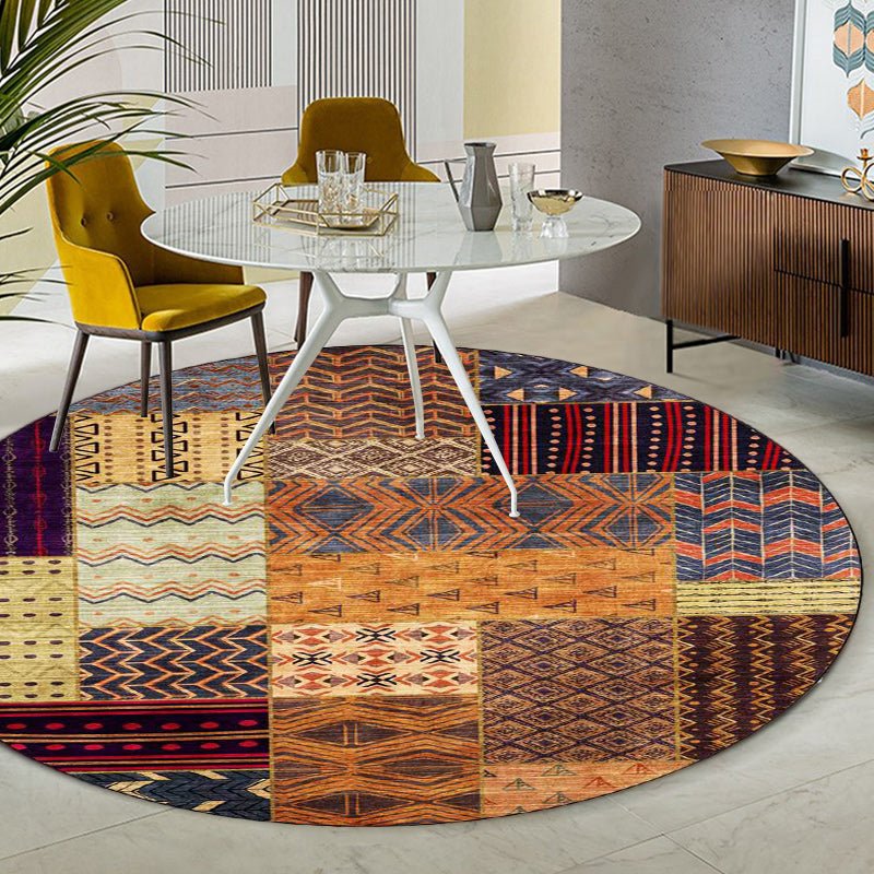 Yellow Southwestern Rug Polyester Tribal Checked Pattern Rug Washable Non-Slip Backing Carpet for Living Room Red Brown Clearhalo 'Area Rug' 'Rugs' 'Southwestern' Rug' 1612458