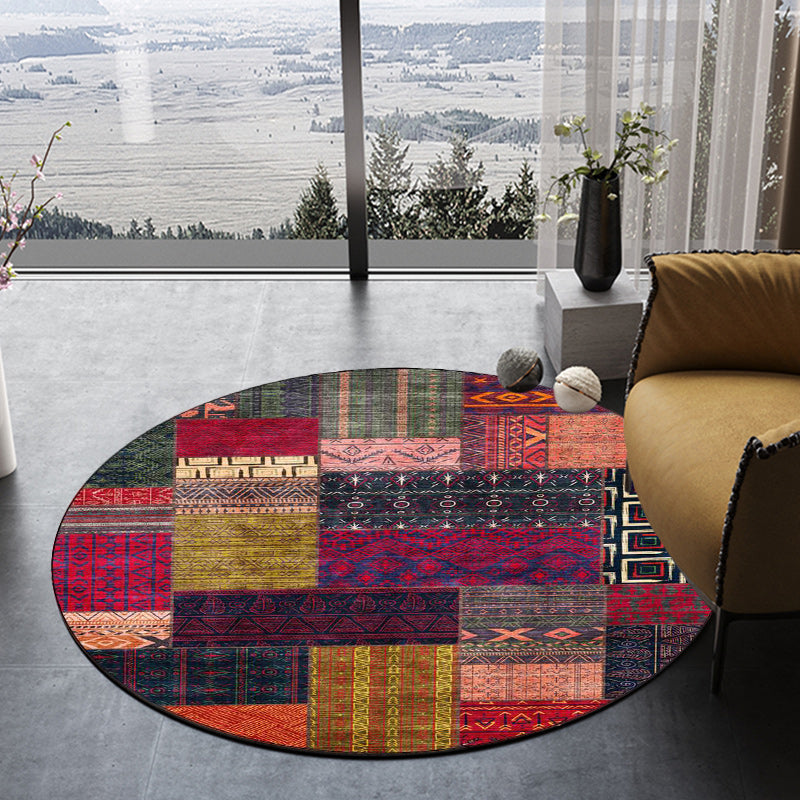 Yellow Southwestern Rug Polyester Tribal Checked Pattern Rug Washable Non-Slip Backing Carpet for Living Room Rose Red Clearhalo 'Area Rug' 'Rugs' 'Southwestern' Rug' 1612465