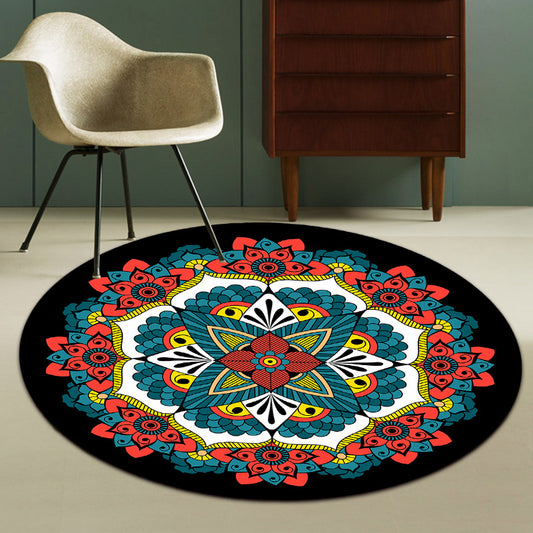 Persian Floral Pattern Rug Red and Blue Polyester Rug Machine Washable Non-Slip Area Rug for Bedroom Aqua Clearhalo 'Area Rug' 'Moroccan' 'Rugs' Rug' 1612479