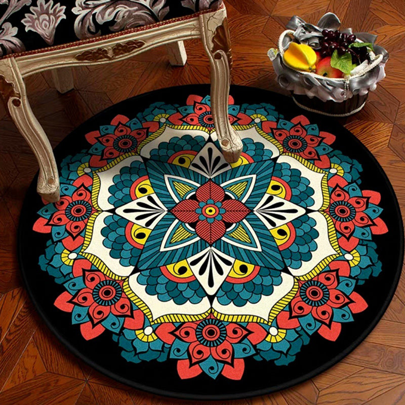 Persian Floral Pattern Rug Red and Blue Polyester Rug Machine Washable Non-Slip Area Rug for Bedroom Clearhalo 'Area Rug' 'Moroccan' 'Rugs' Rug' 1612480