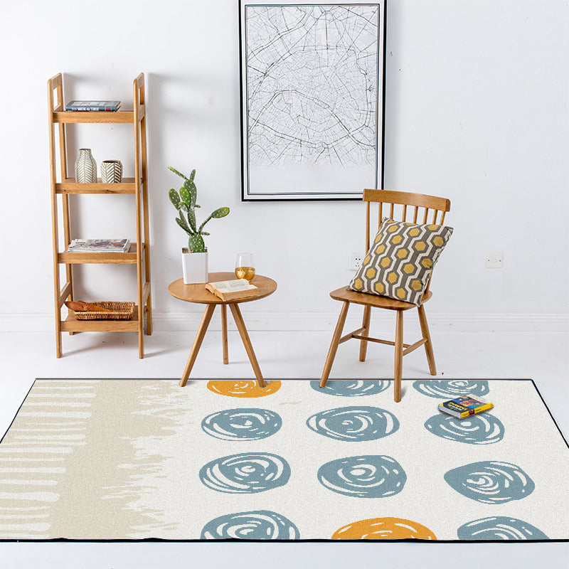 Novelty Living Room Rug in Ivory Geometry Circle Print Rug Polyester Machine Washable Area Rug Beige Clearhalo 'Area Rug' 'Rug' 1612511
