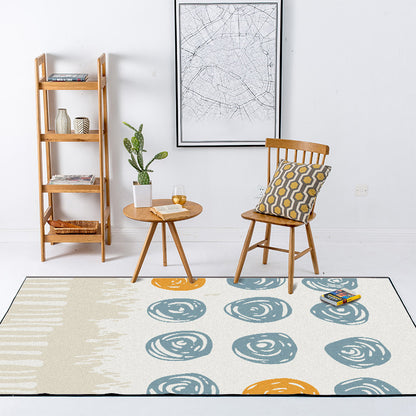 Novelty Living Room Rug in Ivory Geometry Circle Print Rug Polyester Machine Washable Area Rug Beige Clearhalo 'Area Rug' 'Rug' 1612511