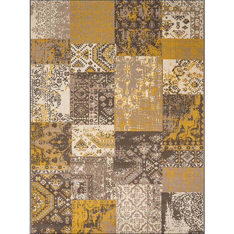 Shabby Chic Tribal Pattern Rug Blue and Yellow Polyester Rug Machine Washable Non-Slip Area Rug for Bedroom Clearhalo 'Area Rug' 'Rugs' 'Shabby Chic' Rug' 1612546