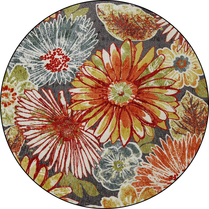 Retro Floral Pattern Rug Orange Shabby Chic Rug Polyester Washable Non-Slip Backing Area Rug for Living Room Clearhalo 'Area Rug' 'Rugs' 'Vintage' Rug' 1612562