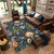 Vintage Floral Pattern Rug with Leaf Black and Green Polyester Rug Machine Washable Non-Slip Area Rug for Bedroom Green Clearhalo 'Area Rug' 'Rugs' 'Vintage' Rug' 1612568