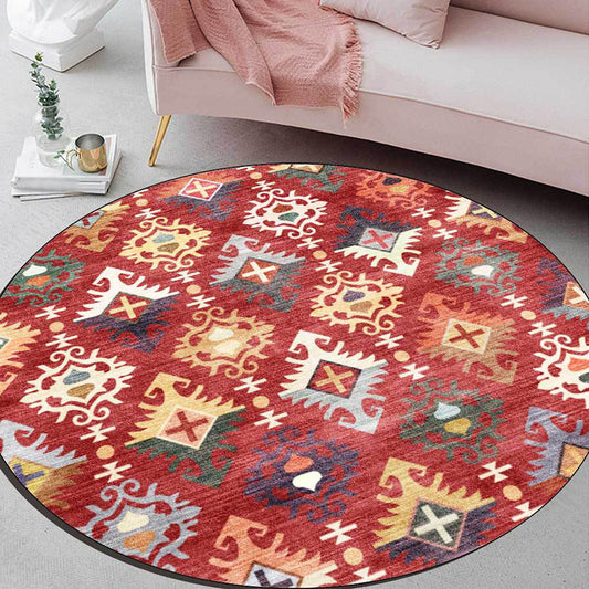 Traditional Southwestern Pattern Rug Red Tribal Rug Polyester Washable Anti-Slip Backing Area Rug for Living Room Red Clearhalo 'Area Rug' 'Rugs' 'Southwestern' Rug' 1612648